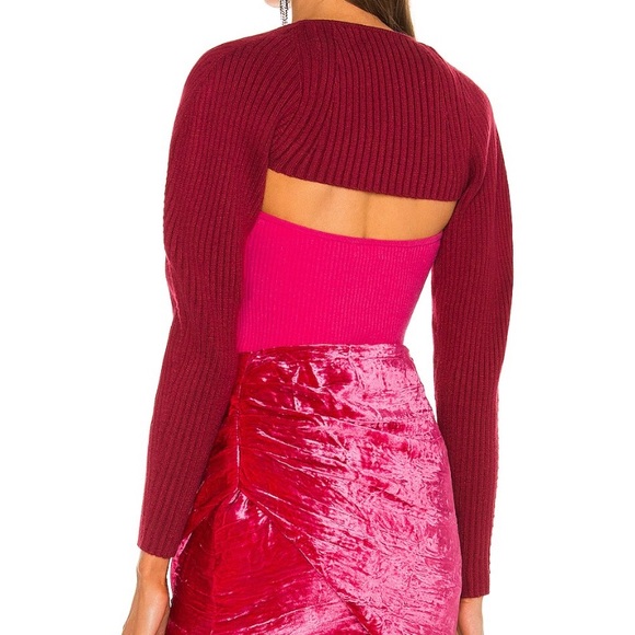Lovers + Friends Michelle Knit Shrug in Ruby - Picture 2 of 5